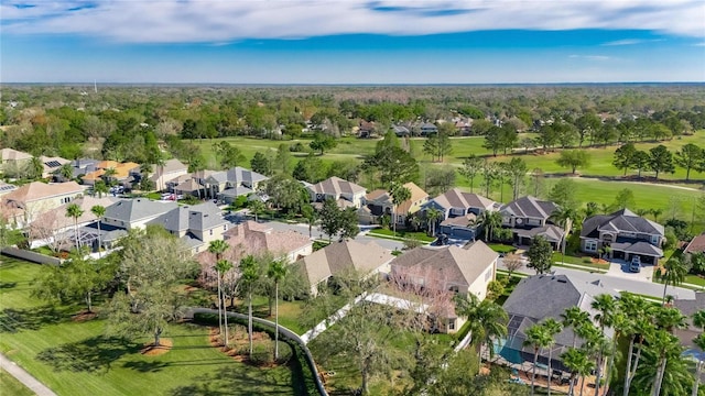 aerial view featuring a residential view and golf course view