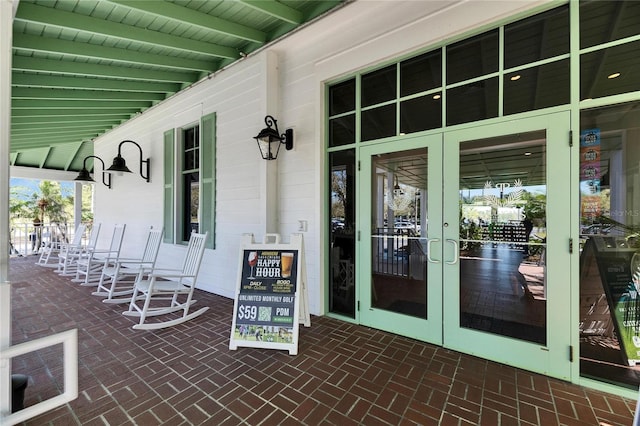 view of patio featuring french doors