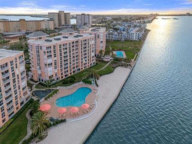 4951 Bacopa Ln S Unit 801, Saint Petersburg, FL 33715 - birds eye view of property featuring a city view and a water view