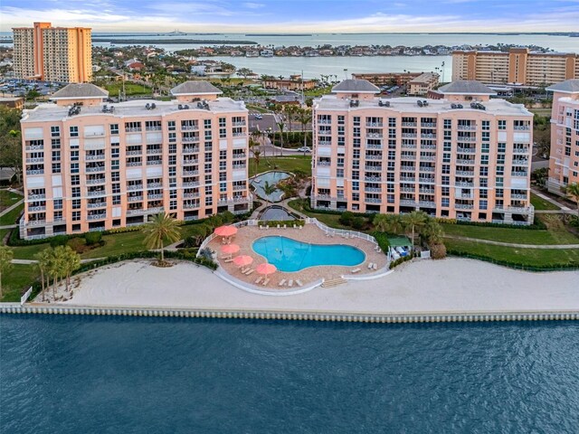 4951 Bacopa Ln S Unit 801, Saint Petersburg, FL 33715 - bird's eye view with a water view and a view of city