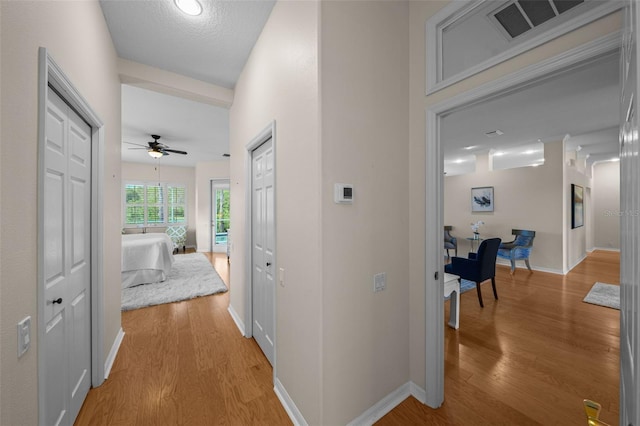 11815 Marblehead Dr, Tampa, FL 33626 - corridor featuring baseboards, visible vents, and light wood-style floors