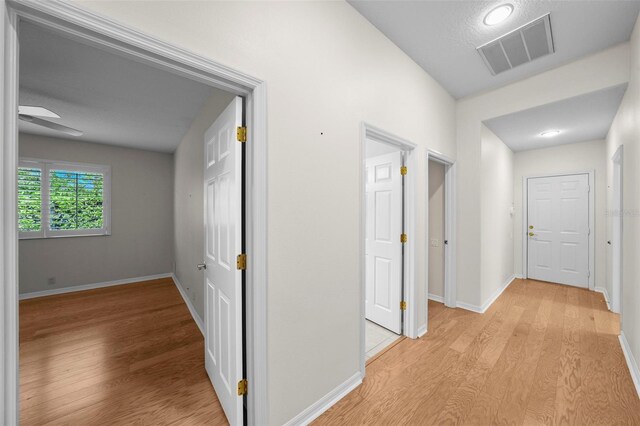 11815 Marblehead Dr, Tampa, FL 33626 - corridor featuring light wood-style flooring, baseboards, and visible vents