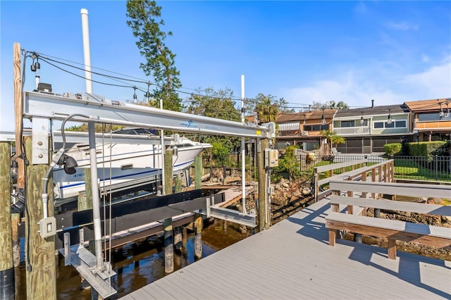 dock area with boat lift