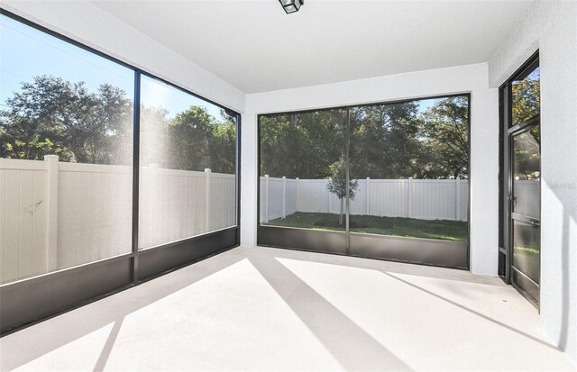 view of unfurnished sunroom