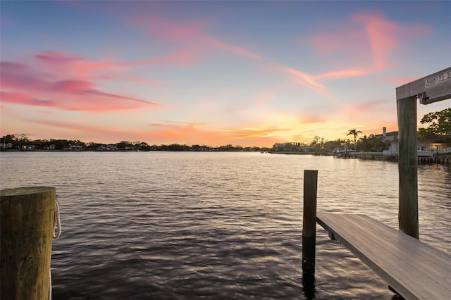 dock area featuring a water view