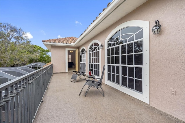 balcony featuring a patio area