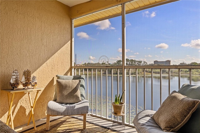 balcony with a water view