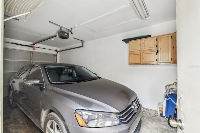 garage with a garage door opener