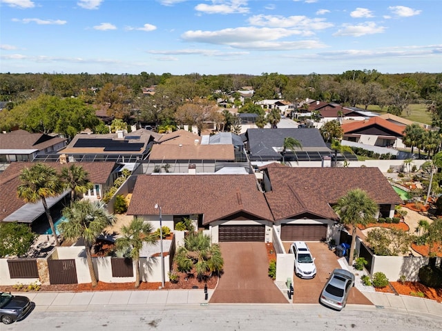 aerial view with a residential view