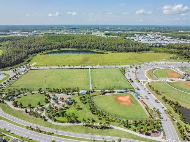 bird's eye view featuring a water view