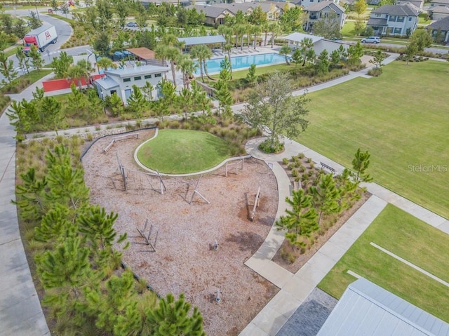 aerial view with a residential view