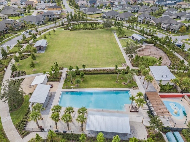 aerial view with a residential view