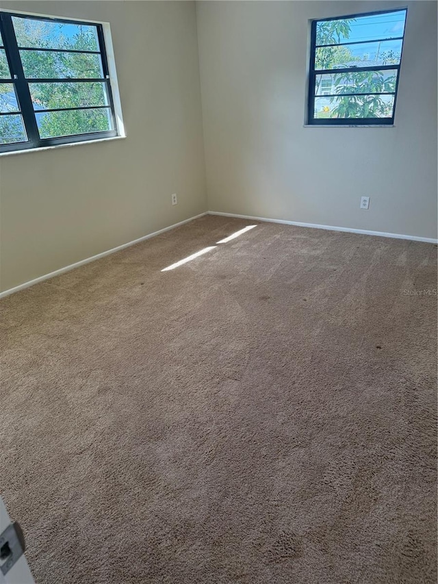 carpeted empty room with baseboards