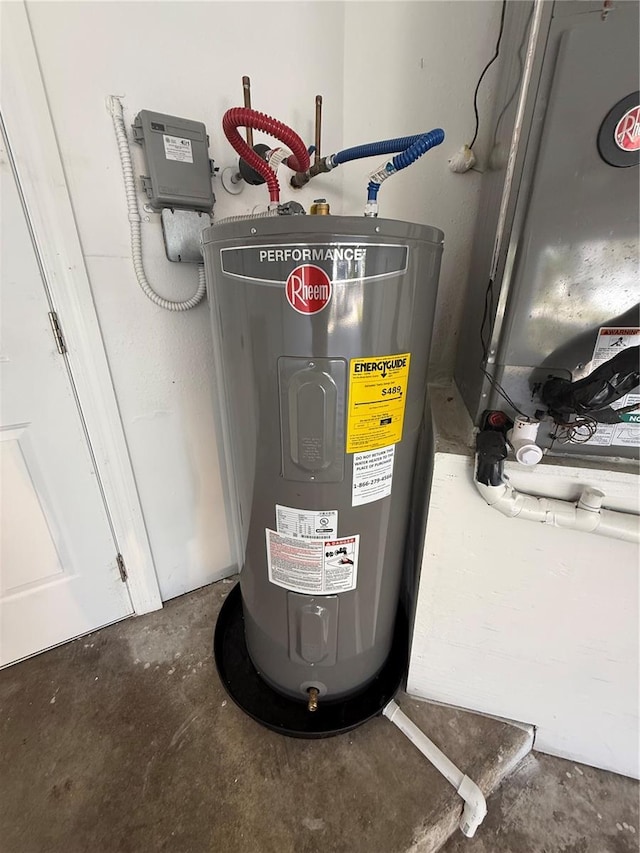 utility room with water heater