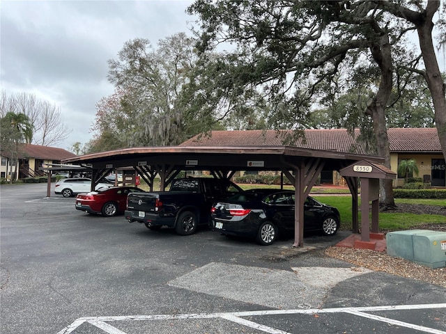 view of covered parking lot