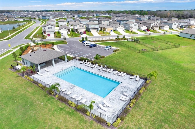 drone / aerial view with a residential view