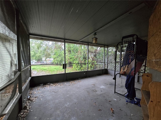 view of unfurnished sunroom