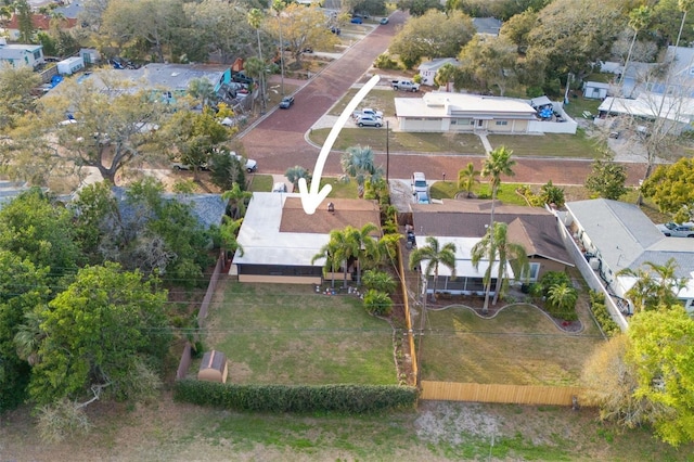 aerial view with a residential view