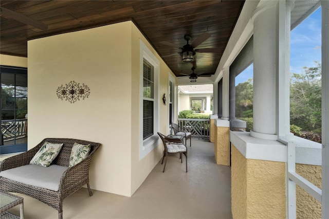 view of patio with covered porch and a ceiling fan