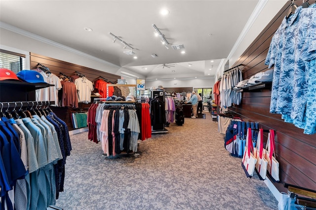 walk in closet with visible vents and carpet floors