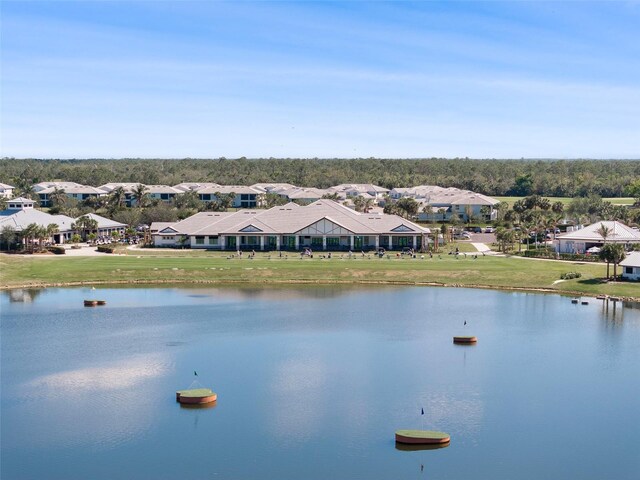 view of water feature with a residential view