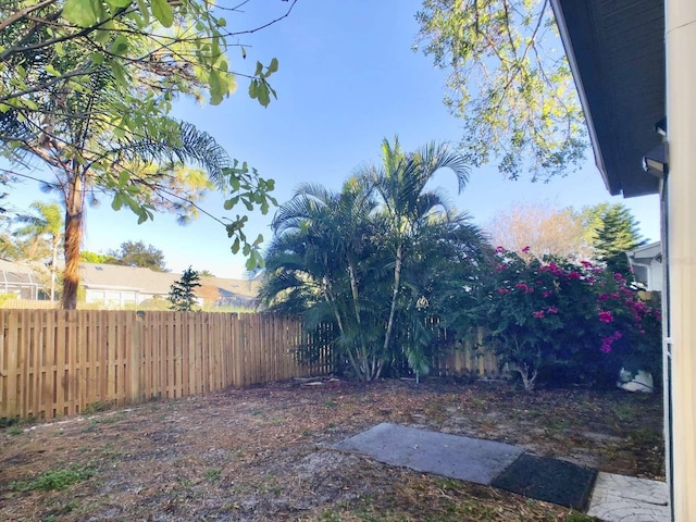 view of yard featuring a fenced backyard