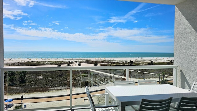 property view of water with a beach view