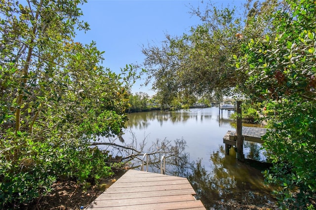 view of dock featuring a water view