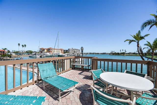 dock area featuring a water view