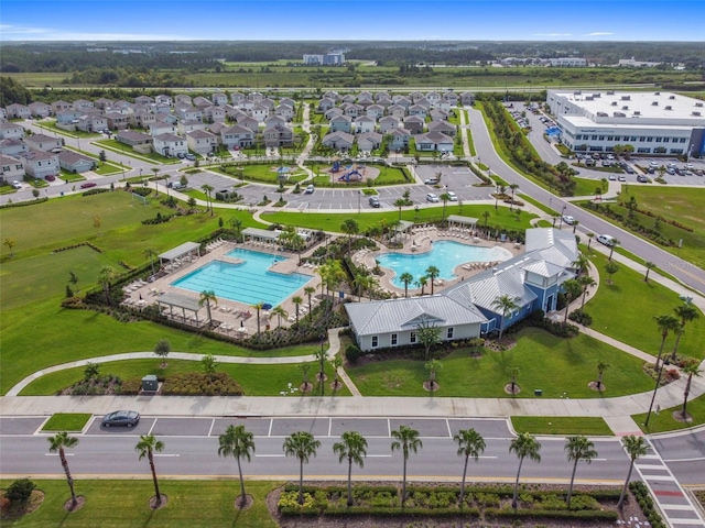 drone / aerial view with a residential view