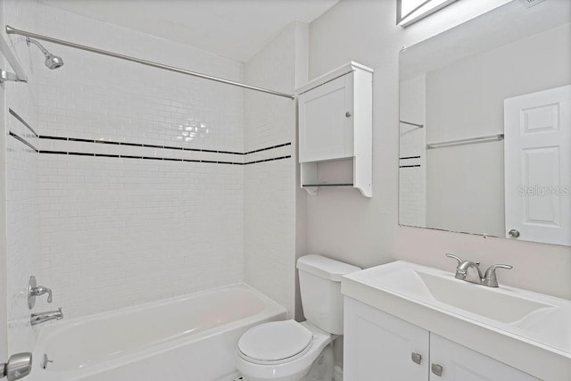 full bath featuring shower / bath combination, vanity, and toilet