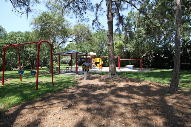 community playground with a lawn