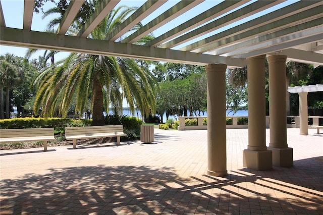 view of property's community featuring a pergola