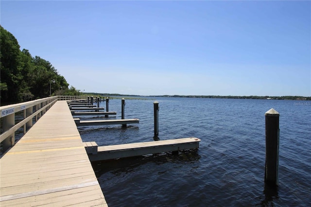 dock area featuring a water view