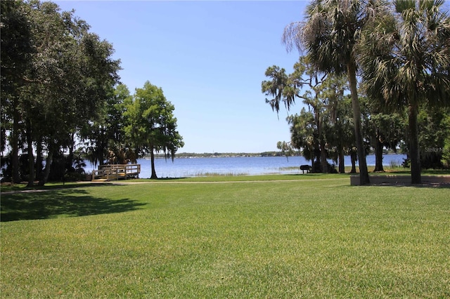 exterior space with a water view