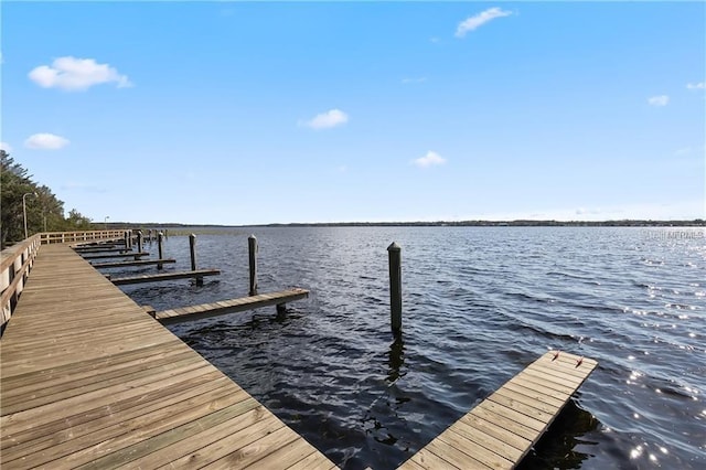 view of dock featuring a water view