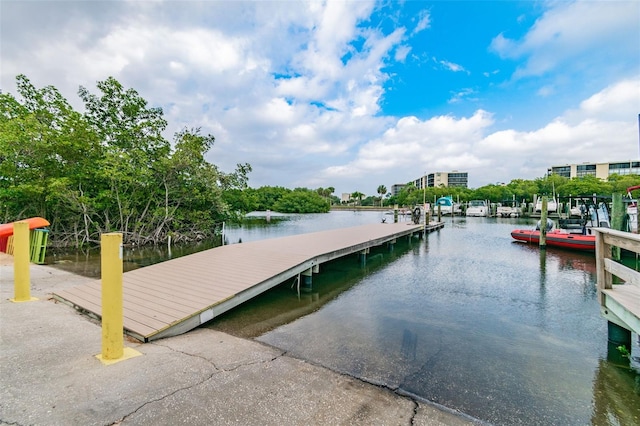 dock area featuring a water view