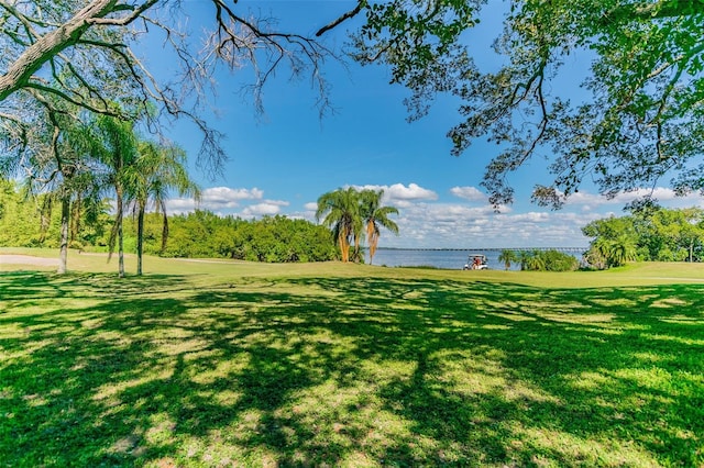 view of yard featuring a water view