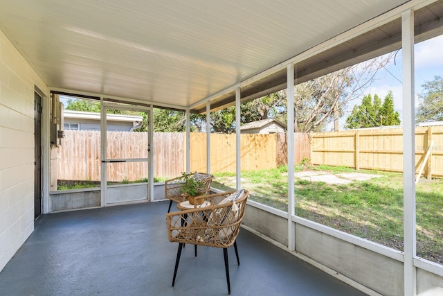 view of unfurnished sunroom