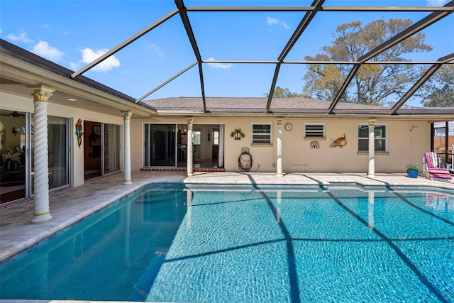 pool featuring a patio area and a lanai