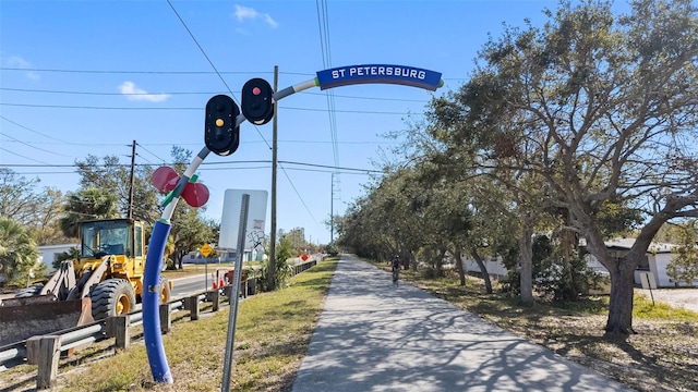 view of road with traffic signs