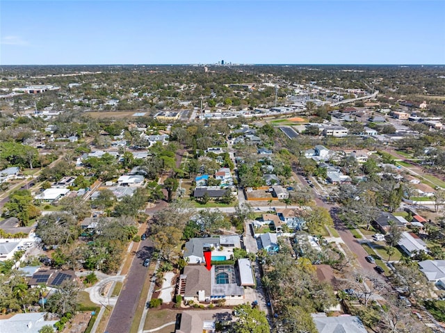 aerial view with a residential view