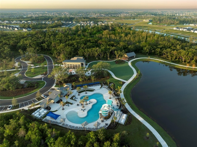 10410 Cross River Trl, Parrish, FL 34219 - aerial view of property and surrounding area with a large body of water and a pool area