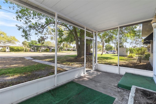 view of unfurnished sunroom