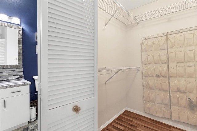 spacious closet with wood finished floors