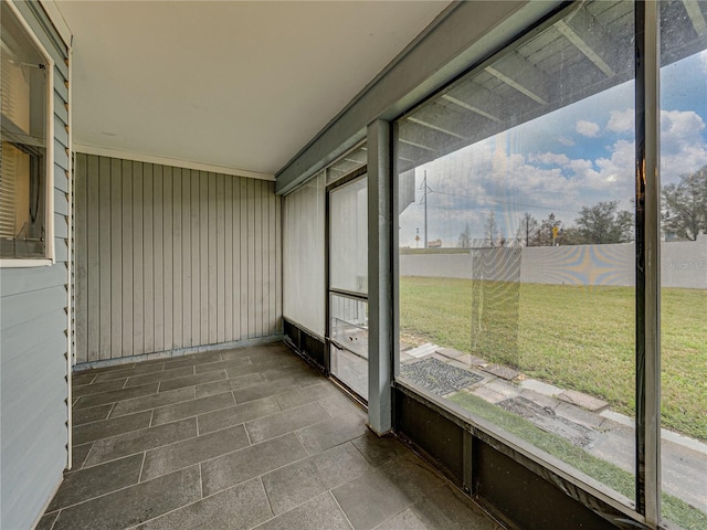 view of unfurnished sunroom