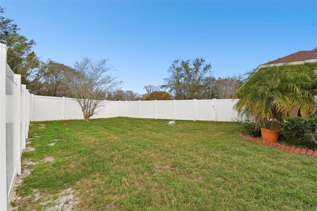 view of yard featuring a fenced backyard