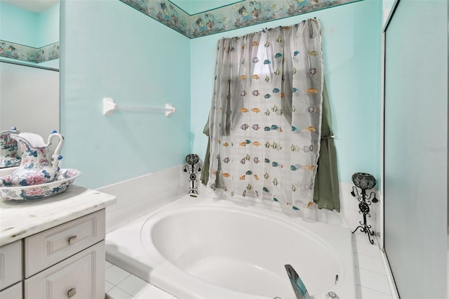 bathroom featuring a bath and vanity