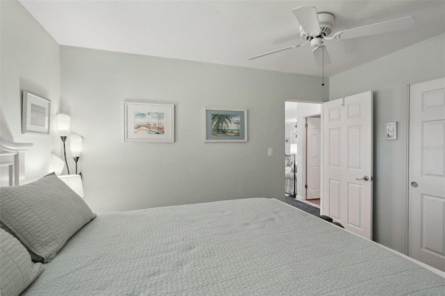 bedroom featuring ceiling fan