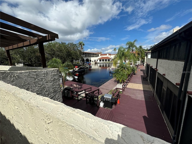 view of dock featuring a water view